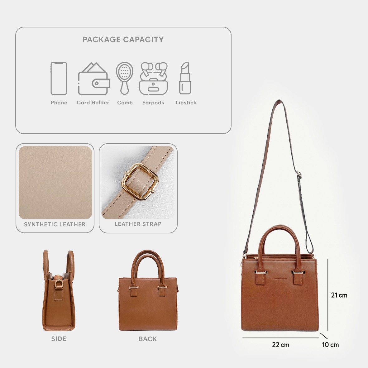 FEMMEBRAVILE Sandara Small Leather Fashion Women Slingbag Shoulderbag Tas Selempang Wanita