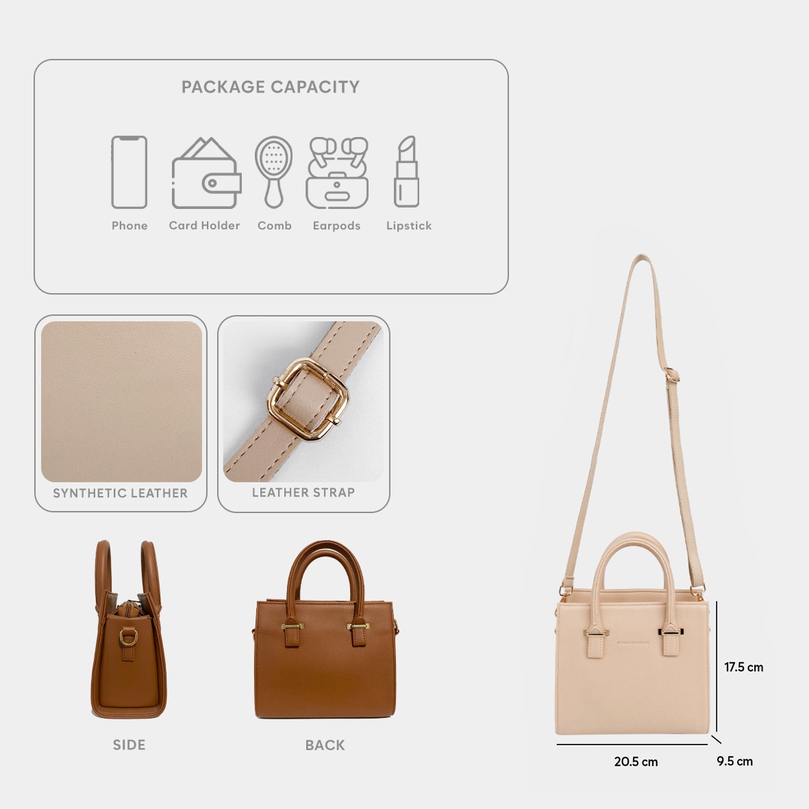 FEMMEBRAVILE Sandara Mini Leather Tas Wanita Sling bag Shoulder bag Tas Selempang Wanita