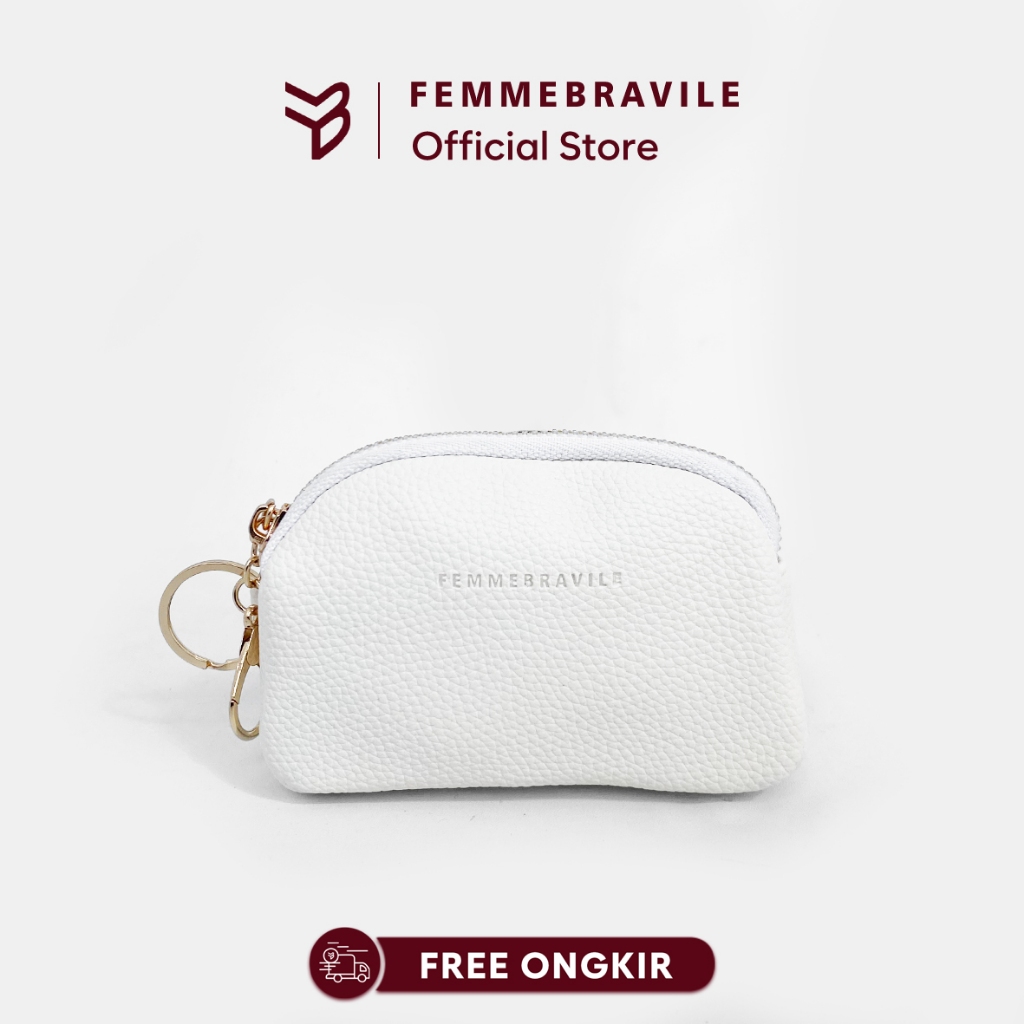 FEMMEBRAVILE Dompet Mini Wanita KEIRA | Card Holder Kulit Sintetis dengan Gantungan Hook Chain