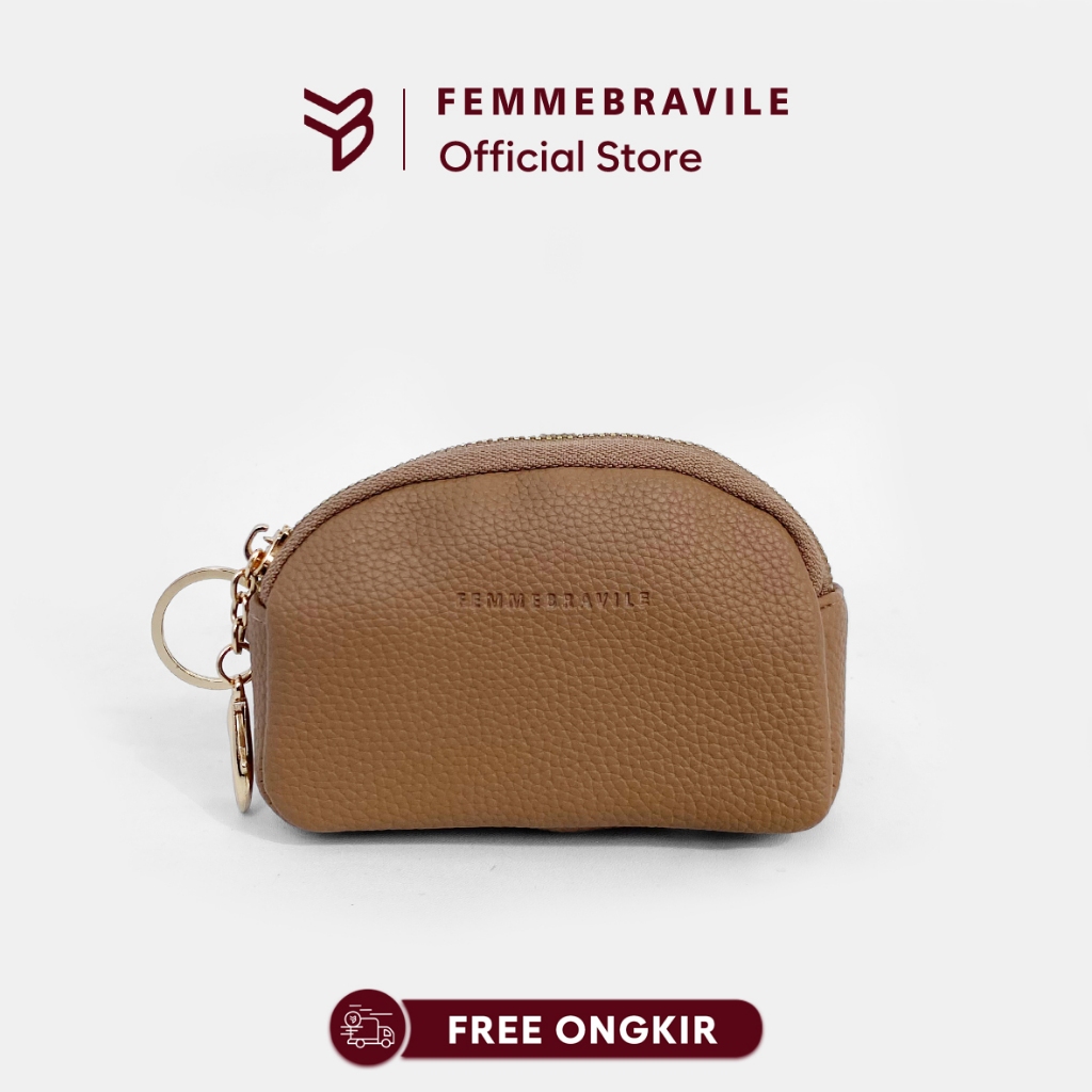 FEMMEBRAVILE Dompet Mini Wanita KEIRA | Card Holder Kulit Sintetis dengan Gantungan Hook Chain