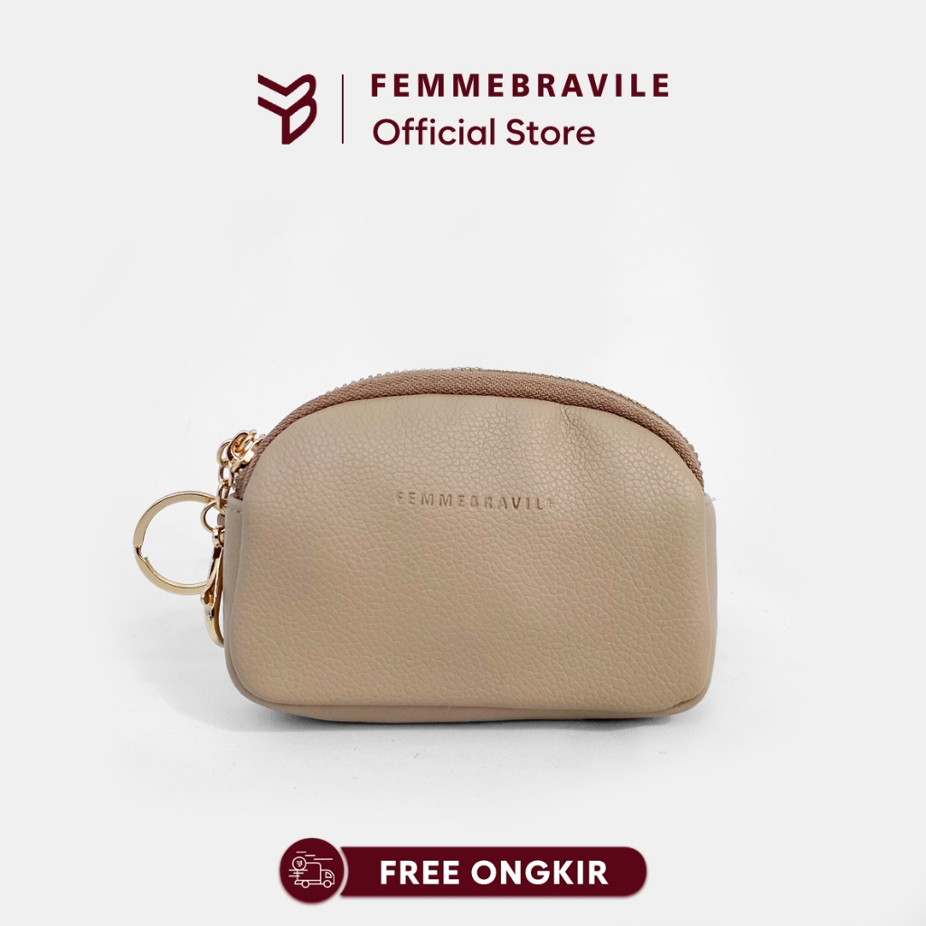 FEMMEBRAVILE Dompet Mini Wanita KEIRA | Card Holder Kulit Sintetis dengan Gantungan Hook Chain