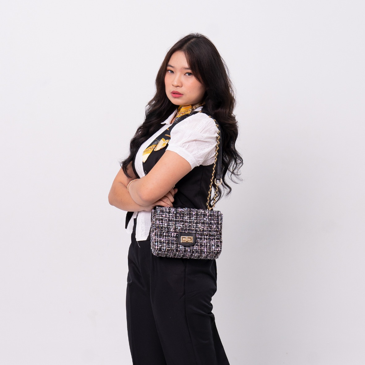 FEMMEBRAVILE Sling Bag Tas Selempang Wanita Fashion Women Shoulder bag Clara Tweed Bag
