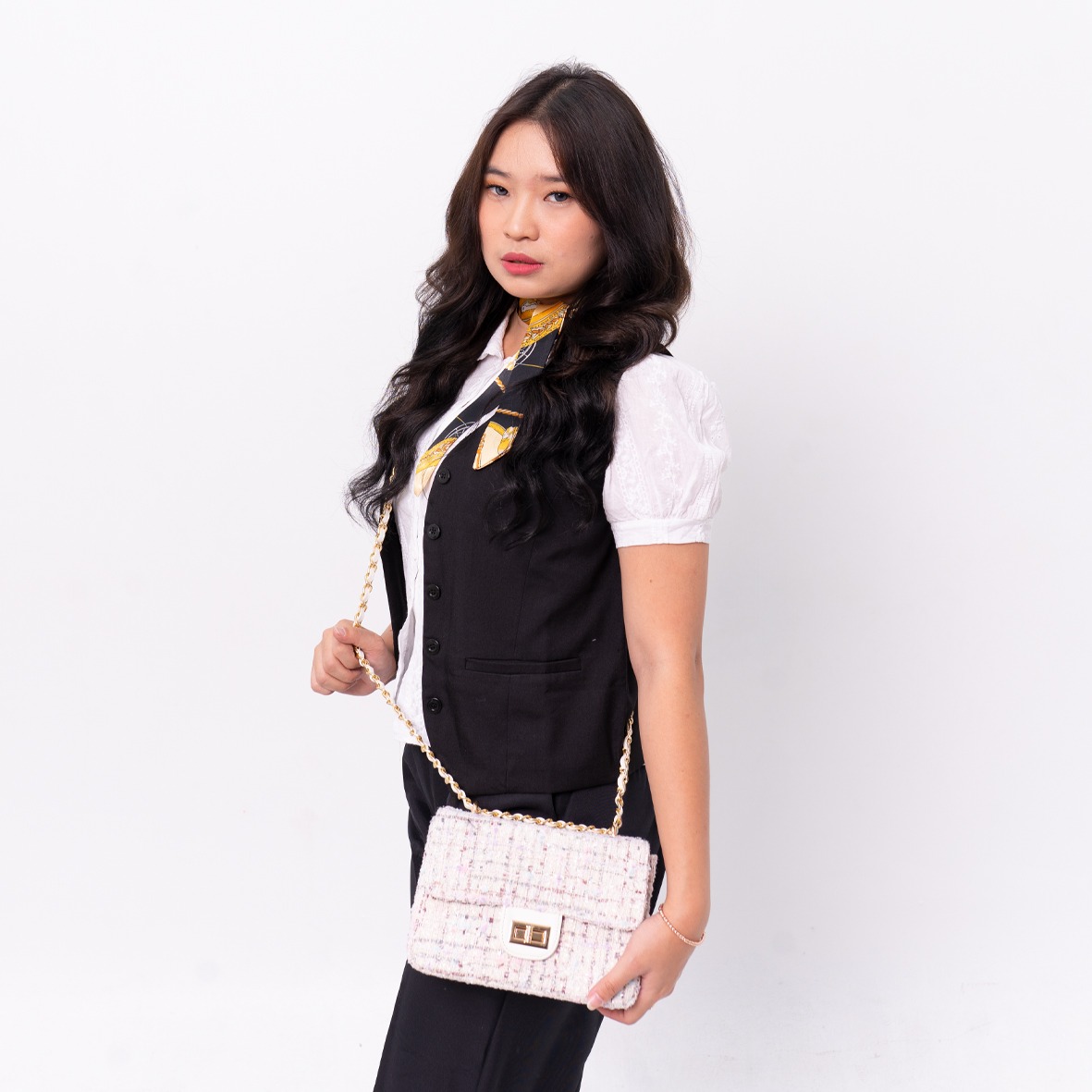 FEMMEBRAVILE Sling Bag Tas Selempang Wanita Fashion Women Shoulder bag Clara Tweed Bag