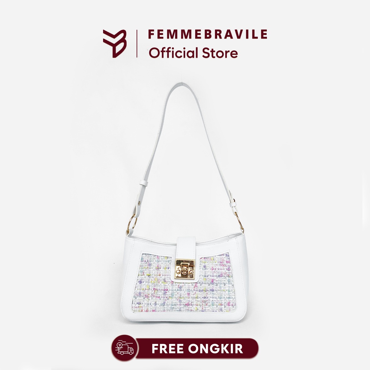 FemmeBravile -Emma Bag  - Shoulder bag - Tas Selempang Wanita -Tas Bahu -Tas Tangan Wanita Putih