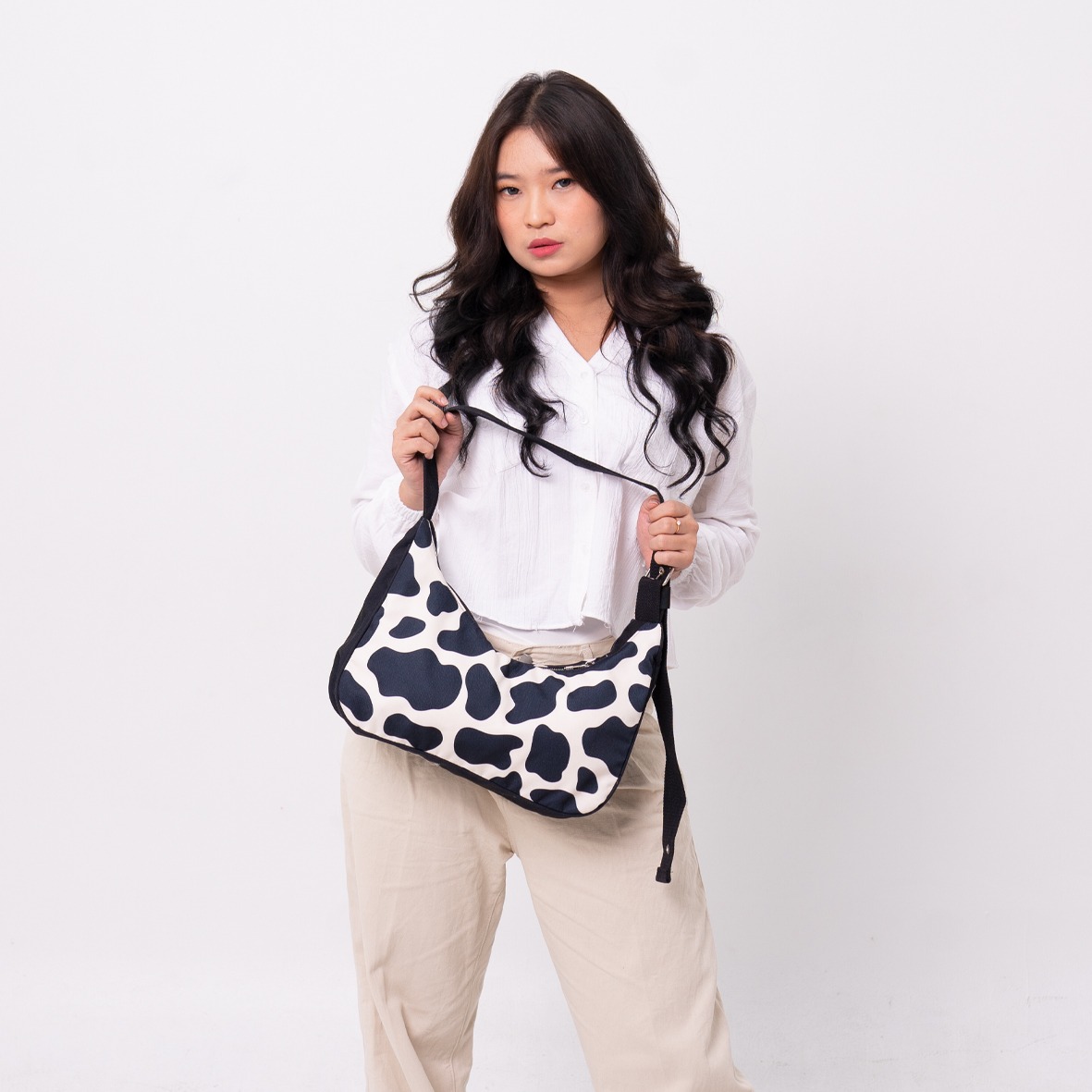 FEMMEBRAVILE Freya Bag Tas Bahu Wanita Motif Shoulder Bag Aesthetic Kekinian Black Stylish