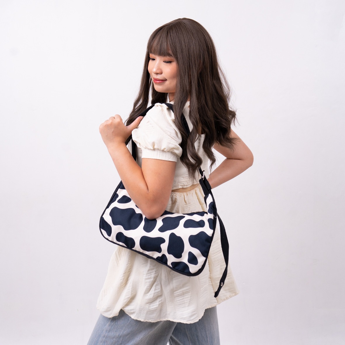 FEMMEBRAVILE Freya Bag Tas Bahu Wanita Motif Shoulder Bag Aesthetic Kekinian Black Stylish