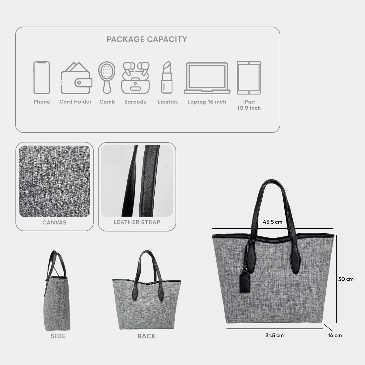 Femmebravile - Gaby Canvas - Totebag Wanita - Tas Kuliah Wanita - Shoulder Bag - Tote Bag Cantik