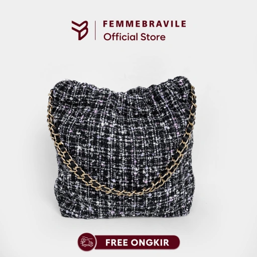 Image of FEMMEBRAVILE Sling Bag Tas Selempang Wanita Fashion Women Shoulder bag Gretel Tweed Bag