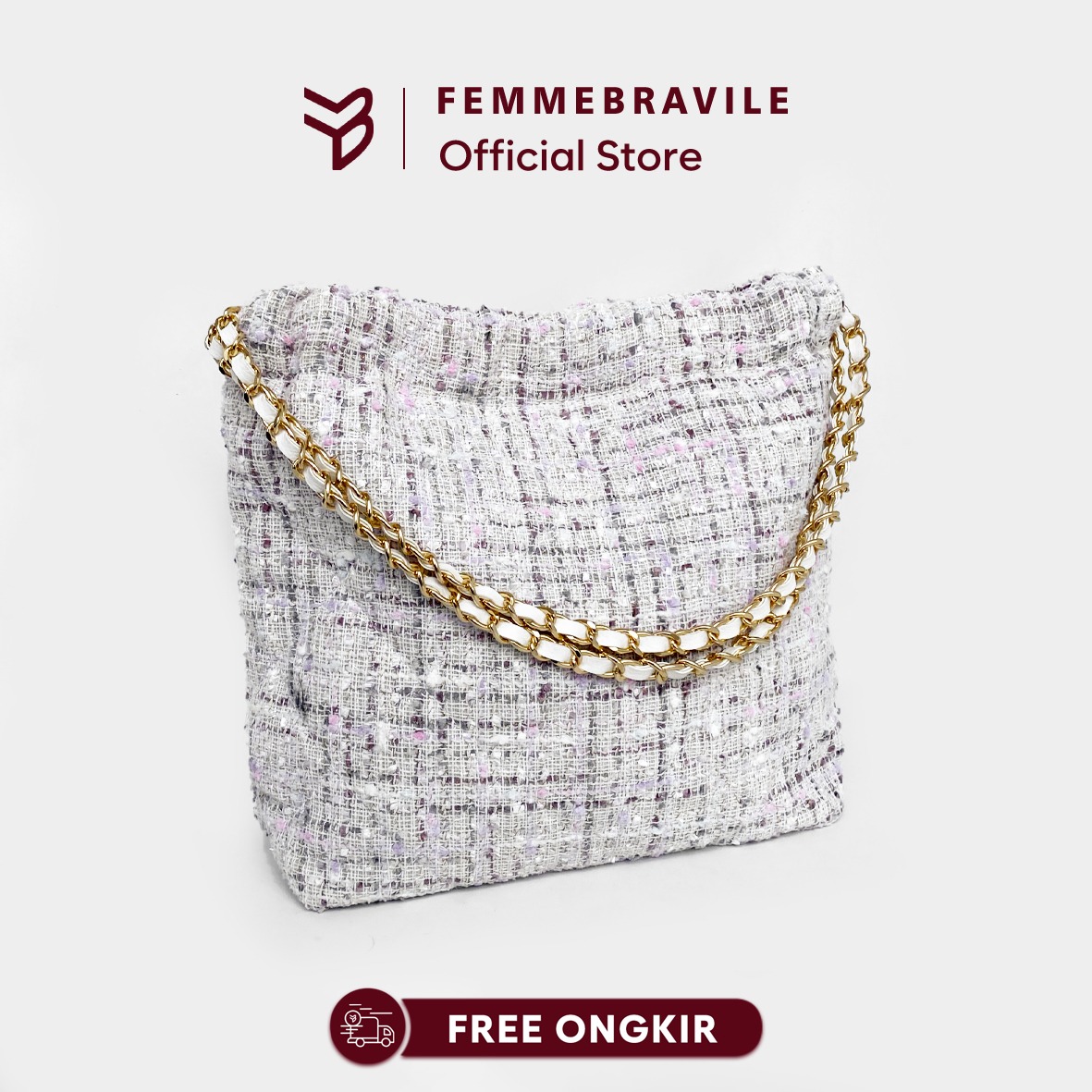 FEMMEBRAVILE Sling Bag Tas Selempang Wanita Fashion Women Shoulder bag Gretel Tweed Bag