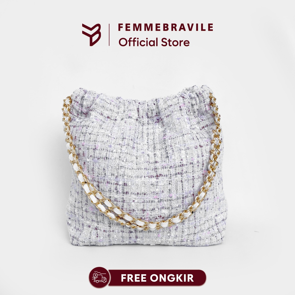 FEMMEBRAVILE Sling Bag Tas Selempang Wanita Fashion Women Shoulder bag Gretel Tweed Bag