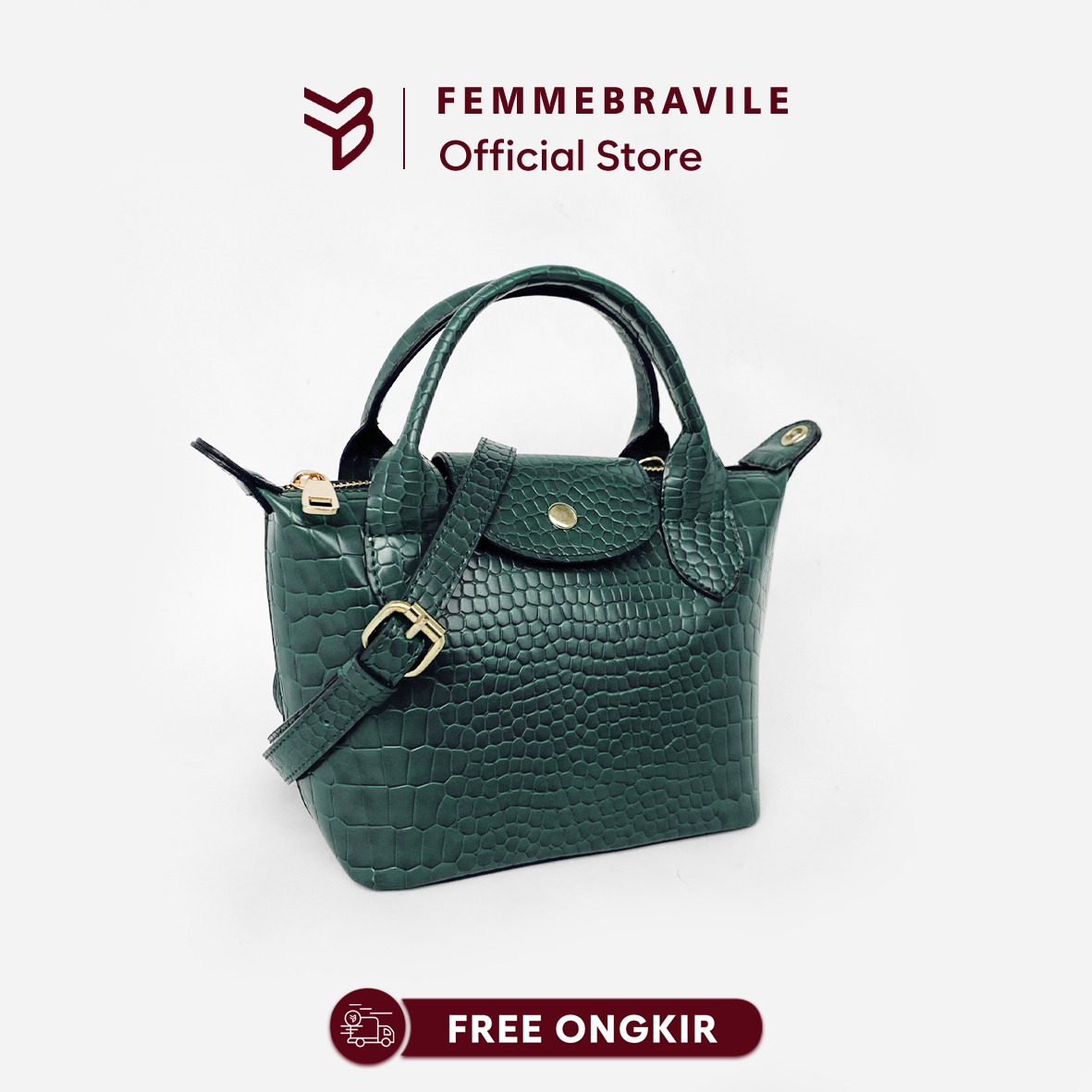 FEMMEBRAVILE Sling Bag Tas Selempang Wanita Fashion Women Shoulder bag Jennie Croco Bag