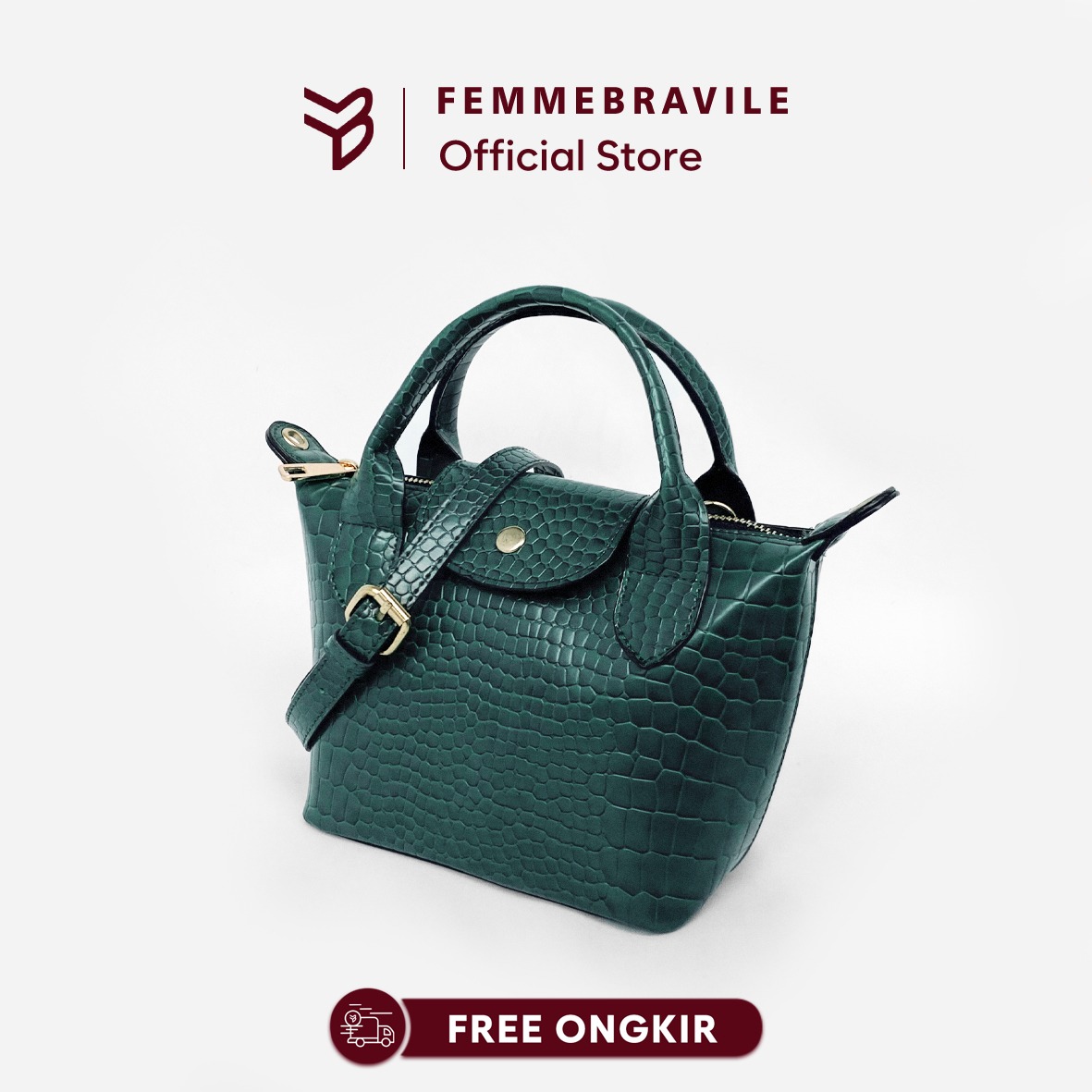 FEMMEBRAVILE Sling Bag Tas Selempang Wanita Fashion Women Shoulder bag Jennie Croco Bag