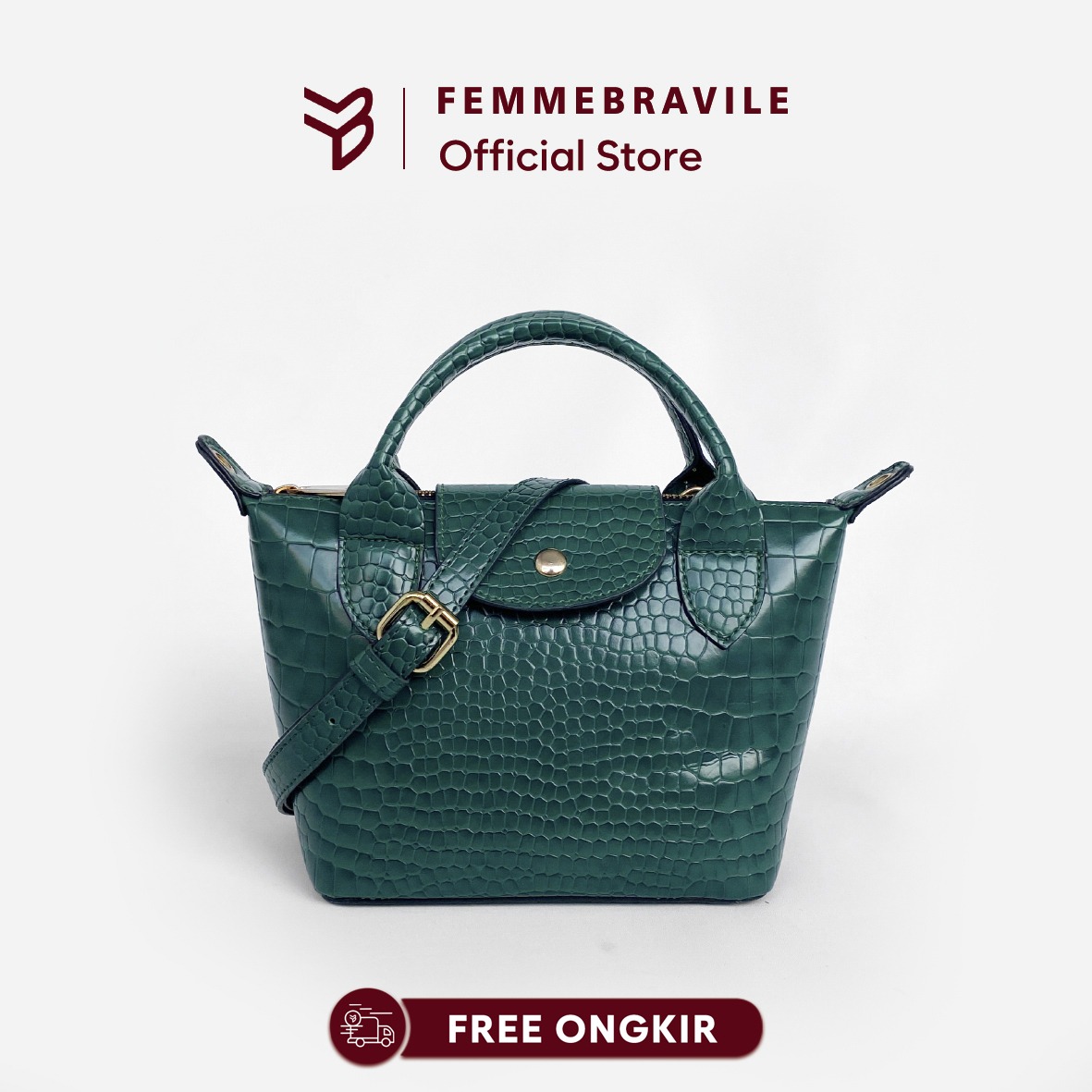 FEMMEBRAVILE Sling Bag Tas Selempang Wanita Fashion Women Shoulder bag Jennie Croco Bag