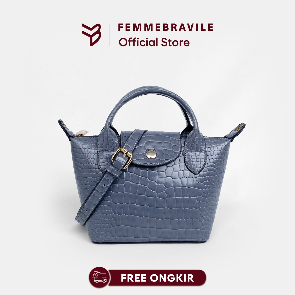 FEMMEBRAVILE Sling Bag Tas Selempang Wanita Fashion Women Shoulder bag Jennie Croco Bag