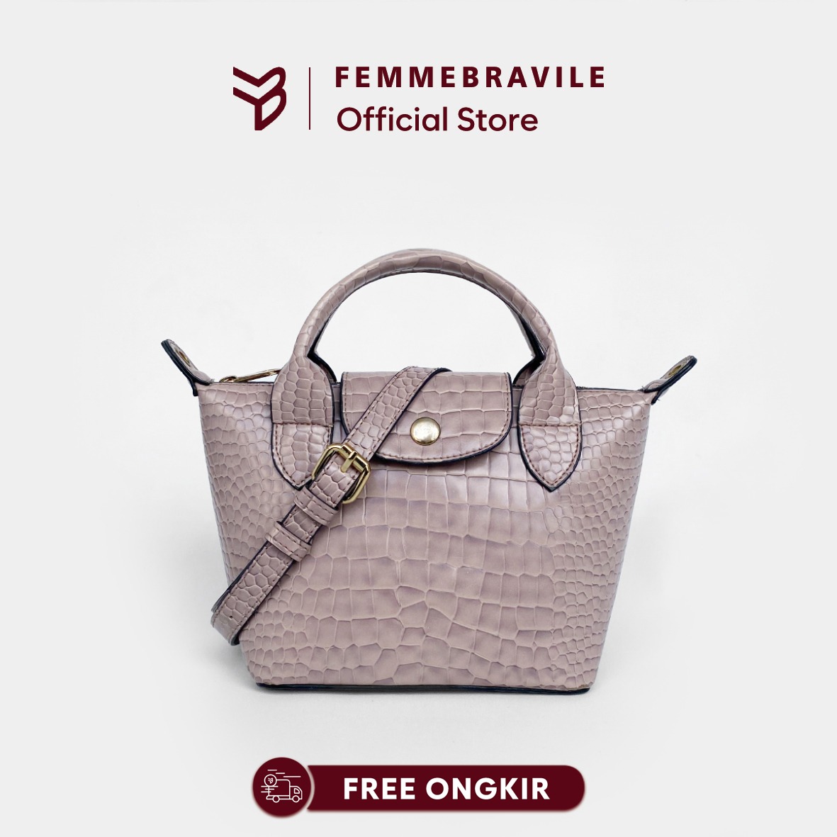 FEMMEBRAVILE Sling Bag Tas Selempang Wanita Fashion Women Shoulder bag Jennie Croco Bag