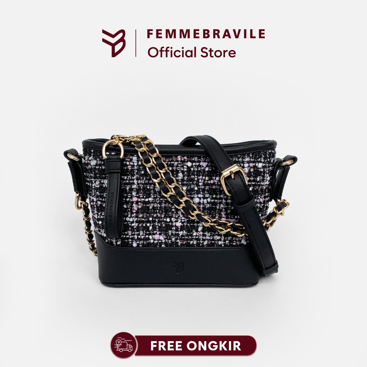 Femmebravile Sling Bag Tas Selempang Wanita Fashion Women Shoulder bag Kara Tweed Bag