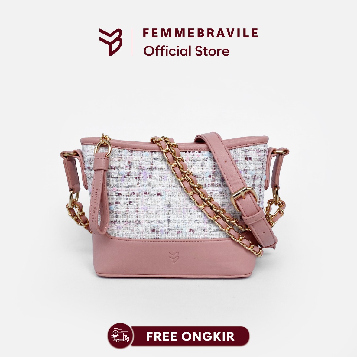 Femmebravile Sling Bag Tas Selempang Wanita Fashion Women Shoulder bag Kara Tweed Bag