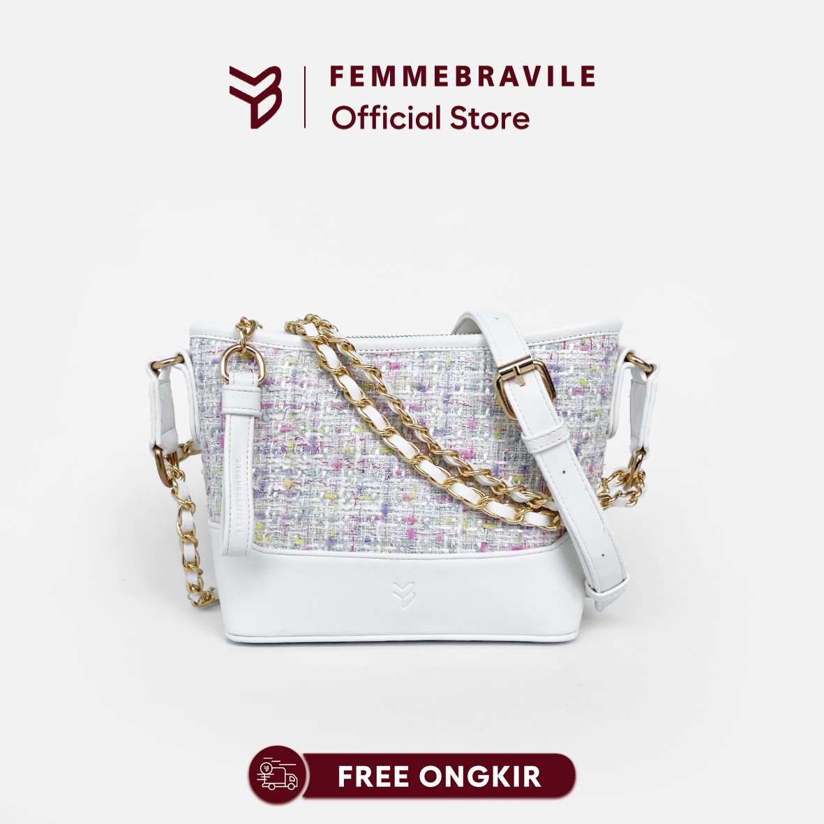 Femmebravile Sling Bag Tas Selempang Wanita Fashion Women Shoulder bag Kara Tweed Bag