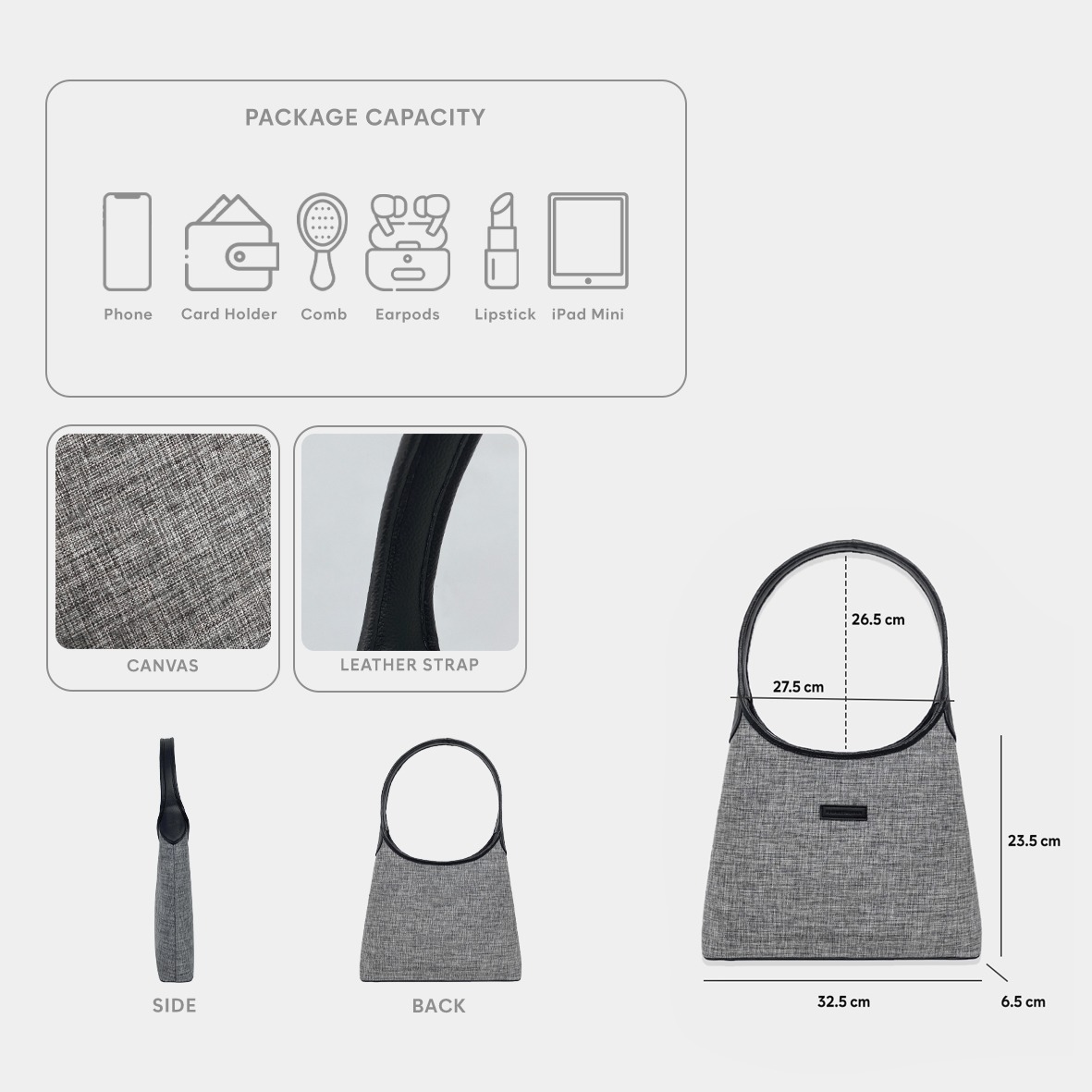 Femmebravile Olivia Bag Shoulder Bag - Model Minimalis - Bahan Kanvas Premium - Model Terbaru - Fashion Women