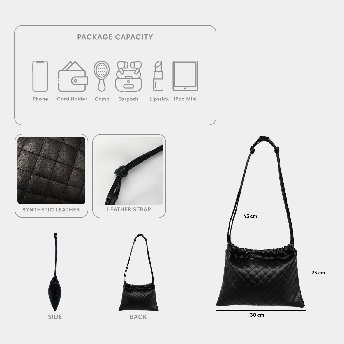 FEMMEBRAVILE Hanna Bag Tas Wanita Kekinian Shoulder Bag Kulit Sintetis Elegan 