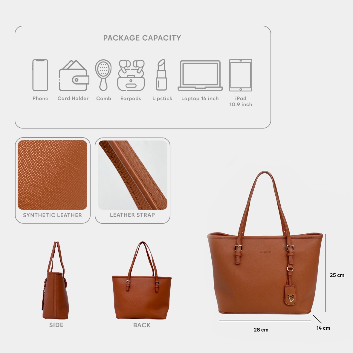 FEMMEBRAVILE Tas Wanita Totebag Fashion Wanita Shoulder Bag Totebag Kuliah Teresa Bag