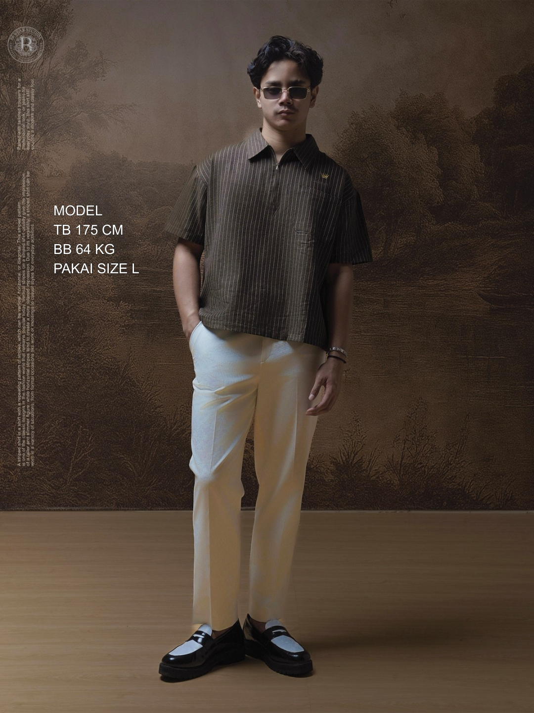 Bewear - Halfzip Shirt Stripe Brown