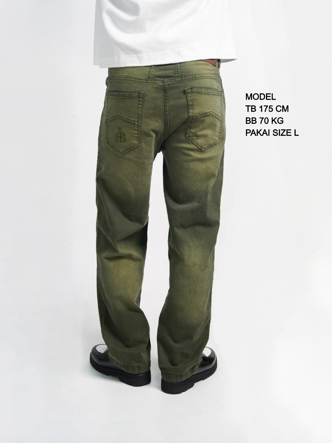 Bewear - Stretchy Loose Jeans Green Matcha