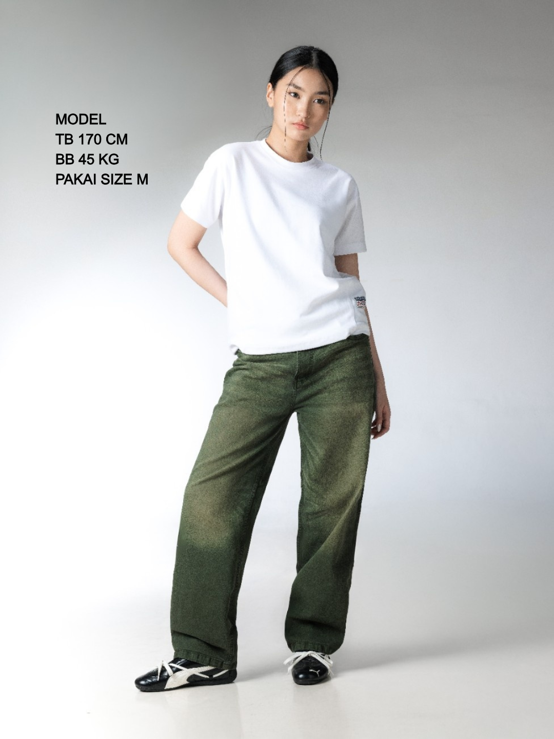 Bewear - Stretchy Loose Jeans Green Matcha