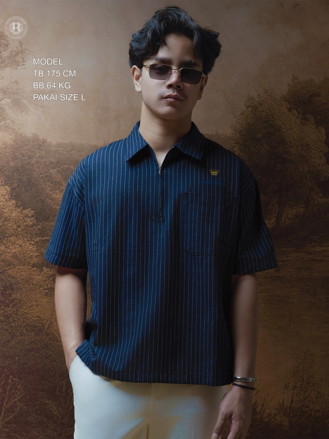 Bewear - Halfzip Shirt Stripe Navy