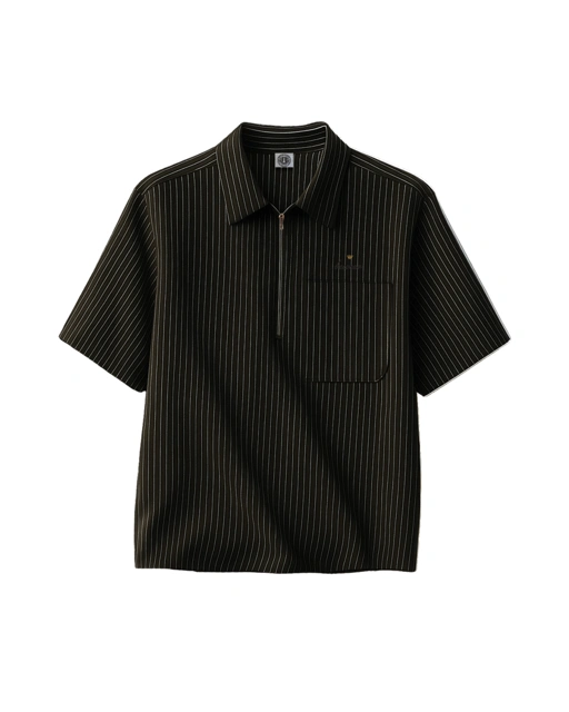 Image of Bewear - Halfzip Shirt Stripe Black