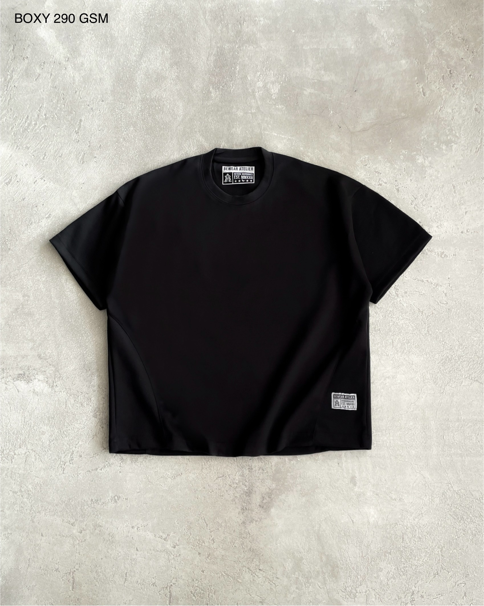 Bewear - Boxy Blank T-Shirt Black 290 GSM