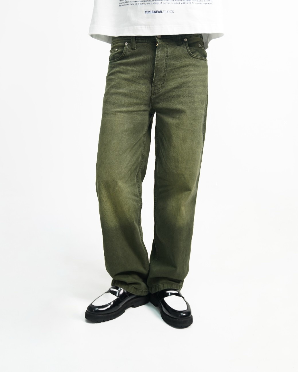 Bewear - Stretchy Loose Jeans Green Matcha