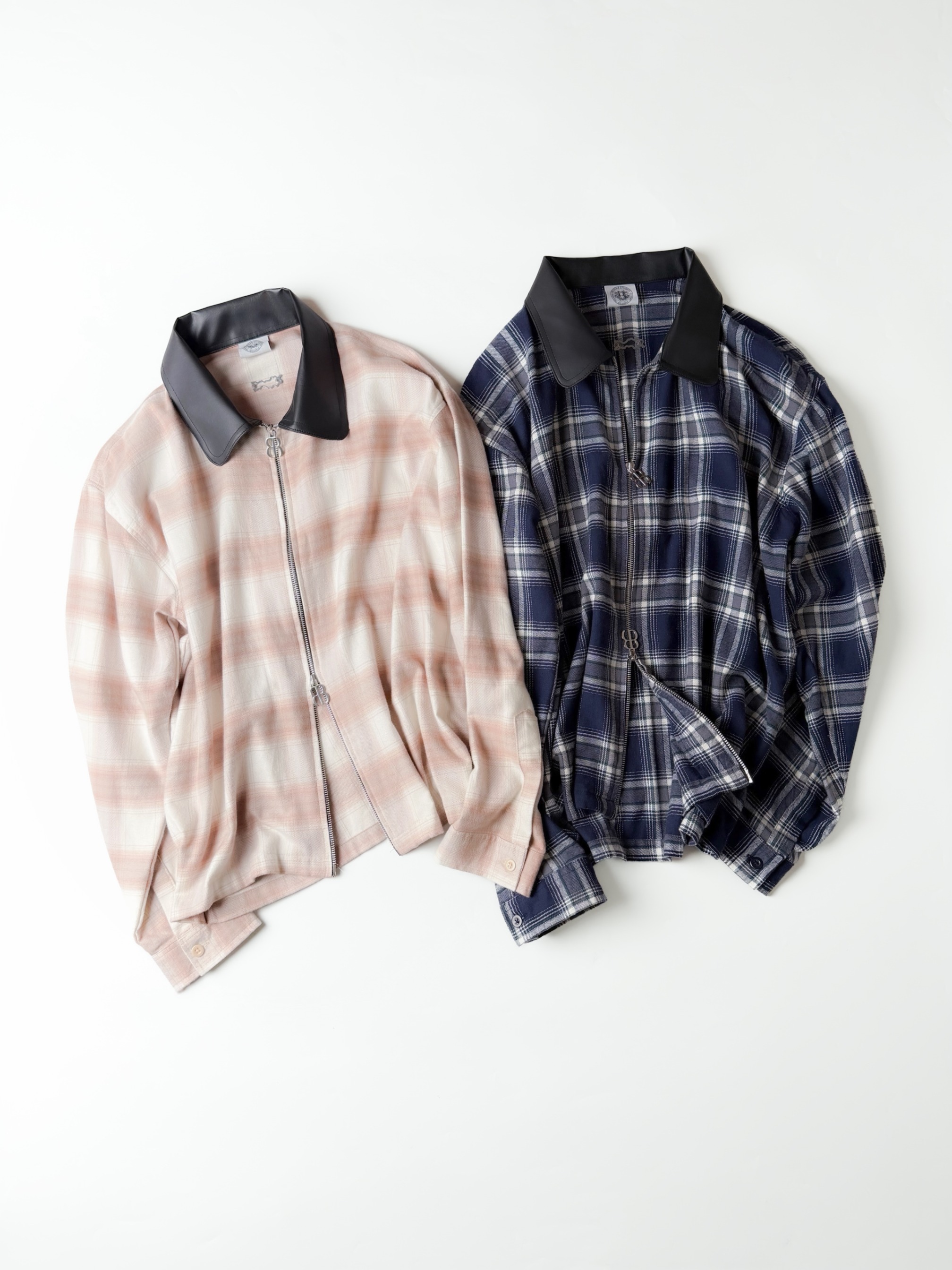 Bewear - Jacket Flannel Leather Collar Deep Navy