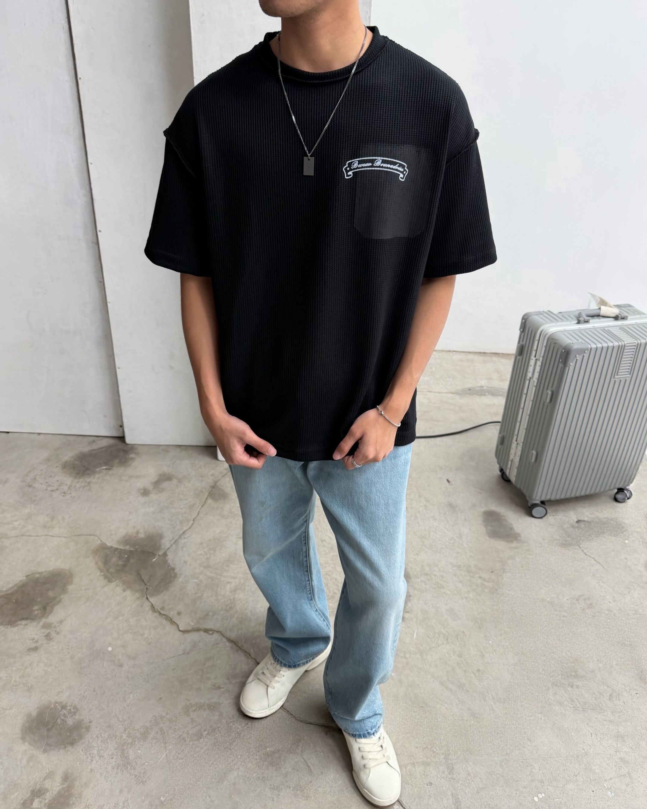 Bewear - Oversize T-Shirt Waffle Black