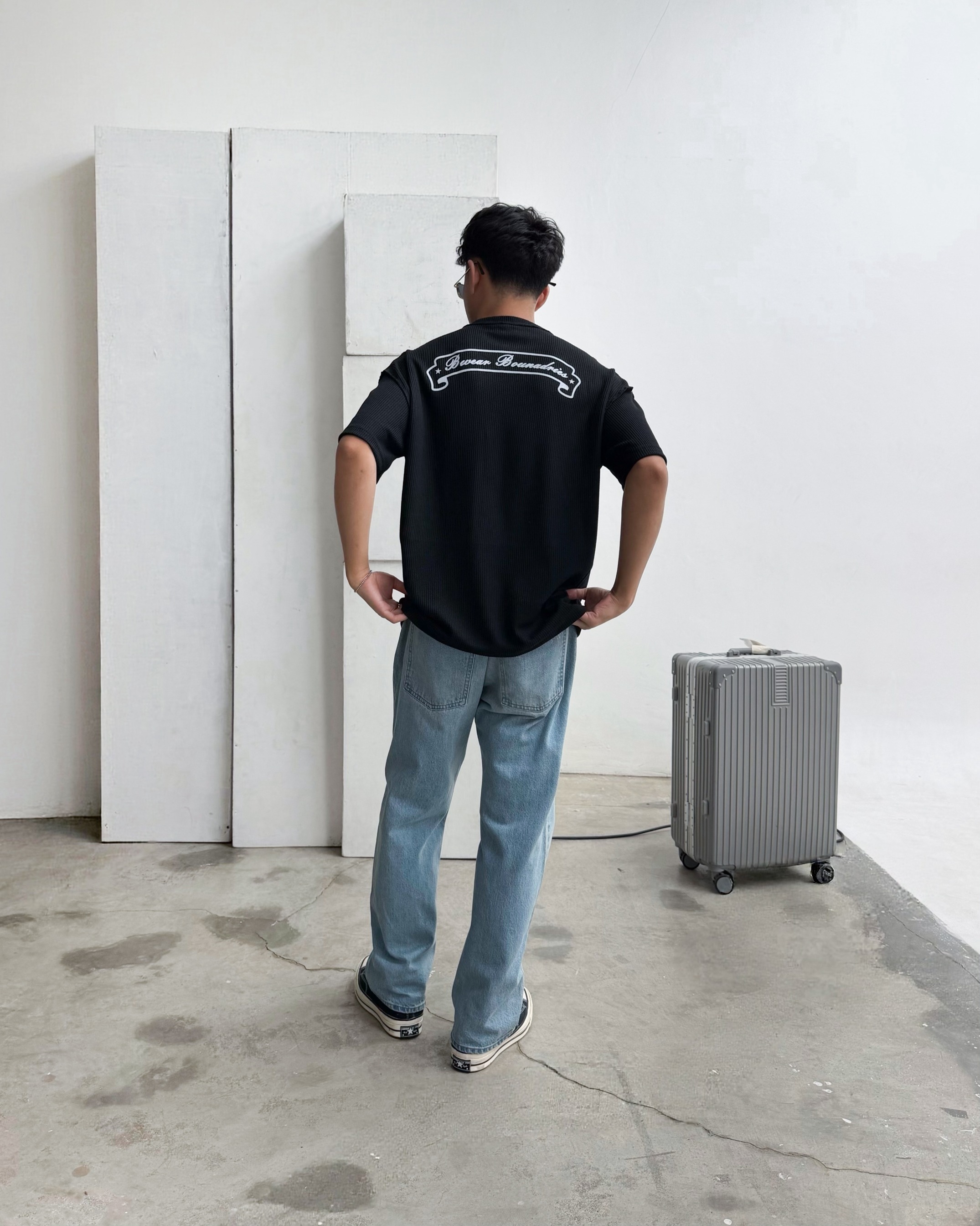 Bewear - Oversize T-Shirt Waffle Black