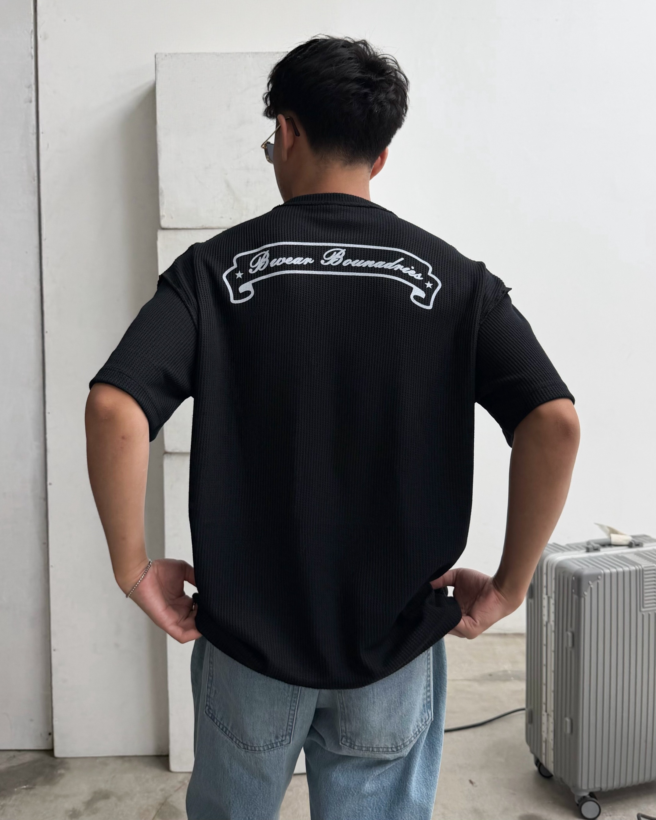 Bewear - Oversize T-Shirt Waffle Black
