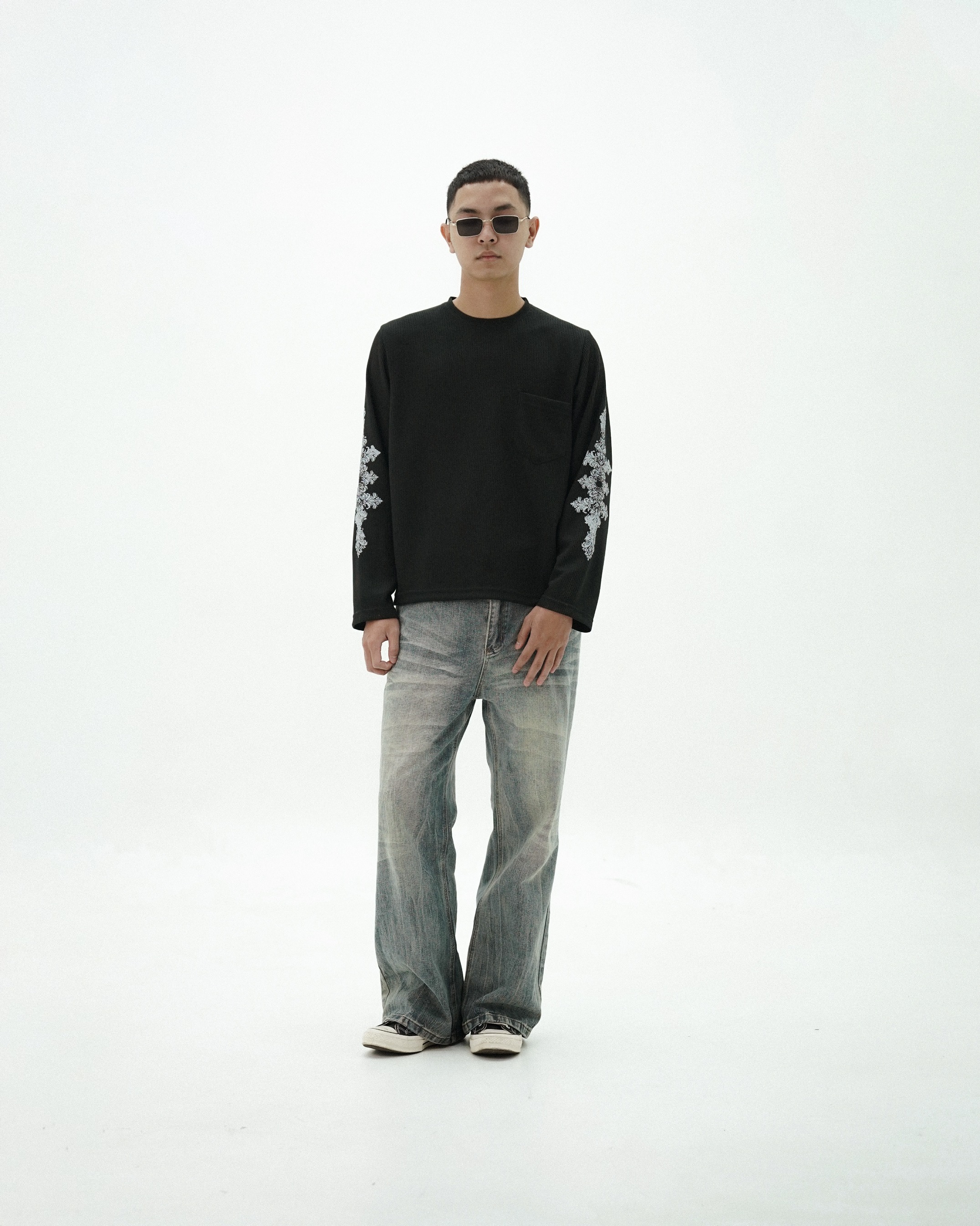 Bewear - Longsleeve Waffle Rose Black