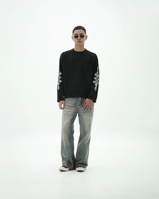 Bewear - Longsleeve Waffle Rose Black