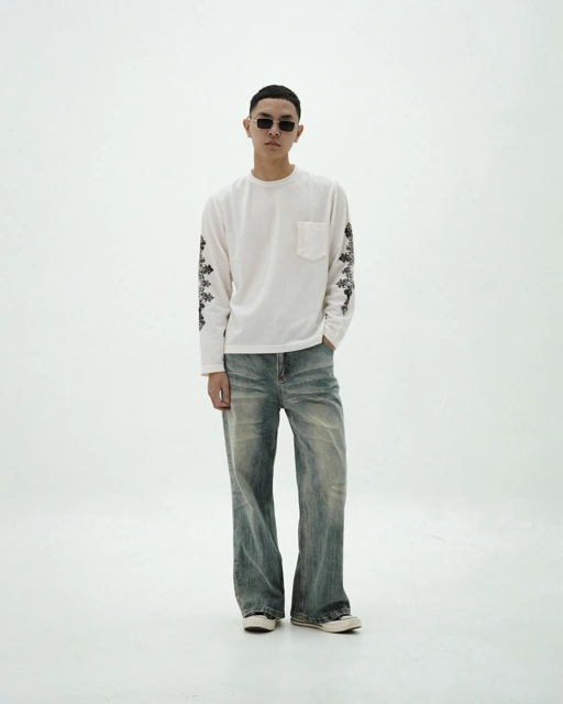 Bewear - Longsleeve Waffle Rose Whitee