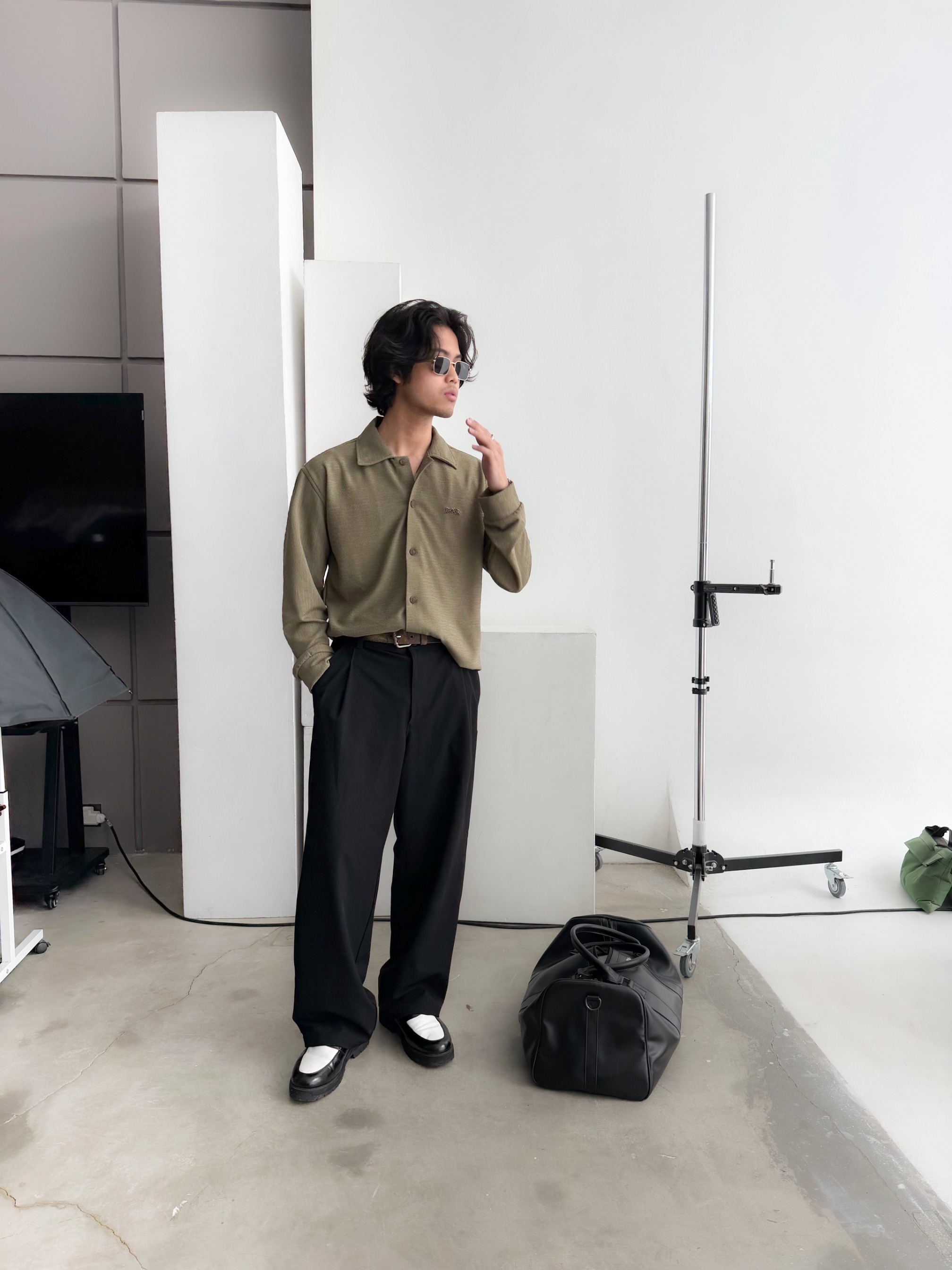 Bewear - Relaxed Fit Stretch Shirt Olive
