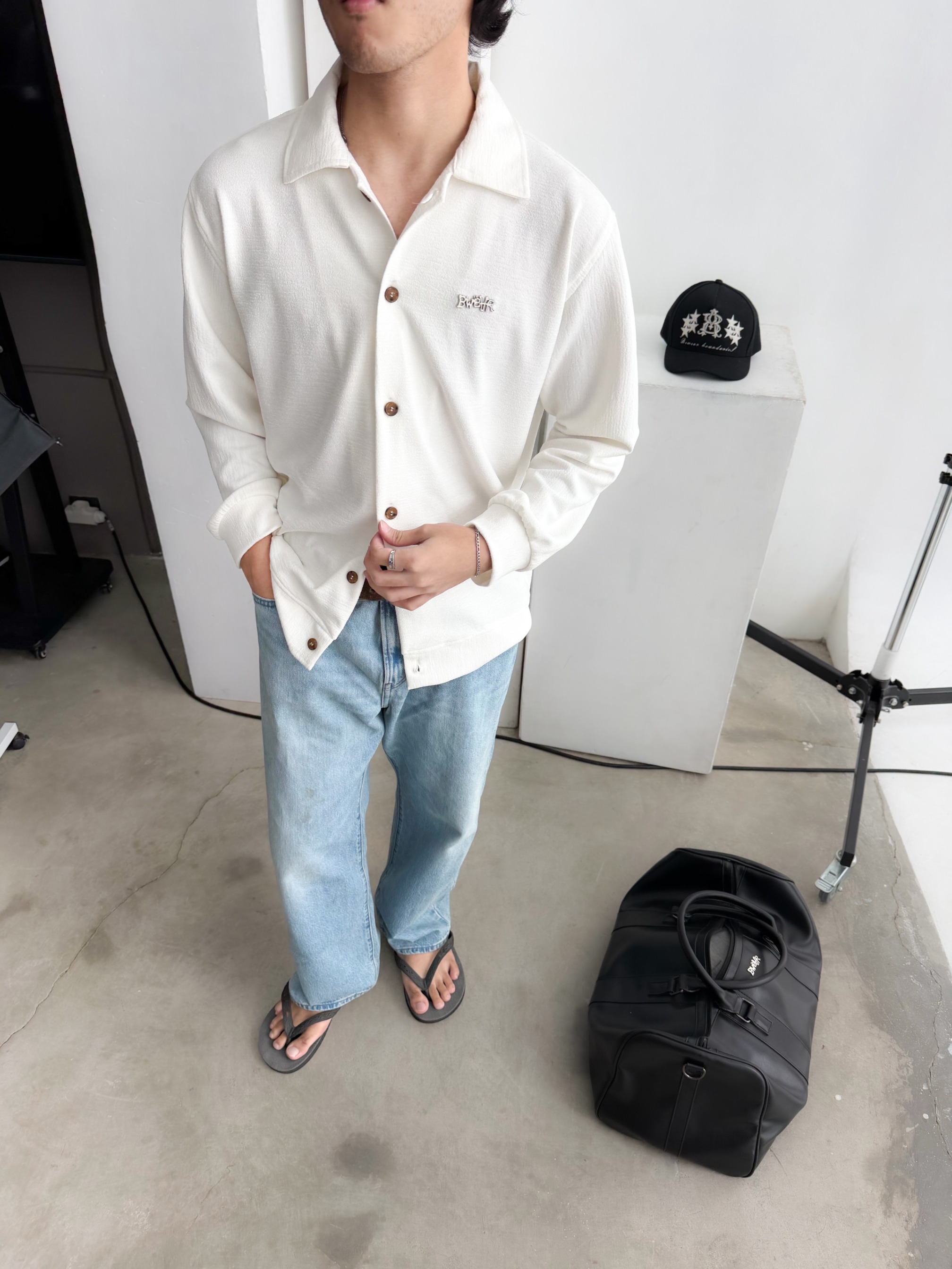 Bewear - Relaxed Fit Stretch Shirt Broken Whitee