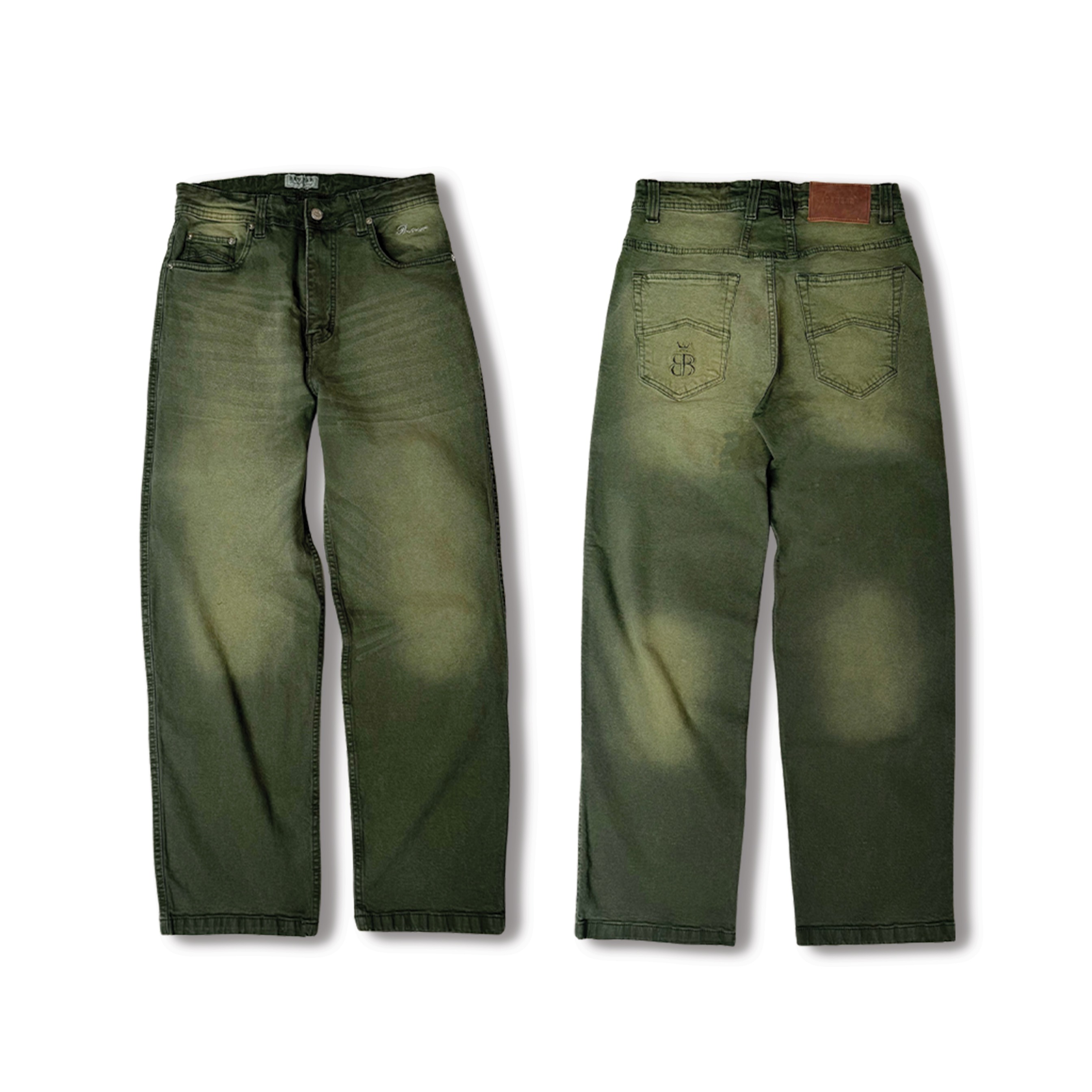 Bewear - Stretchy Loose Jeans Green Matcha