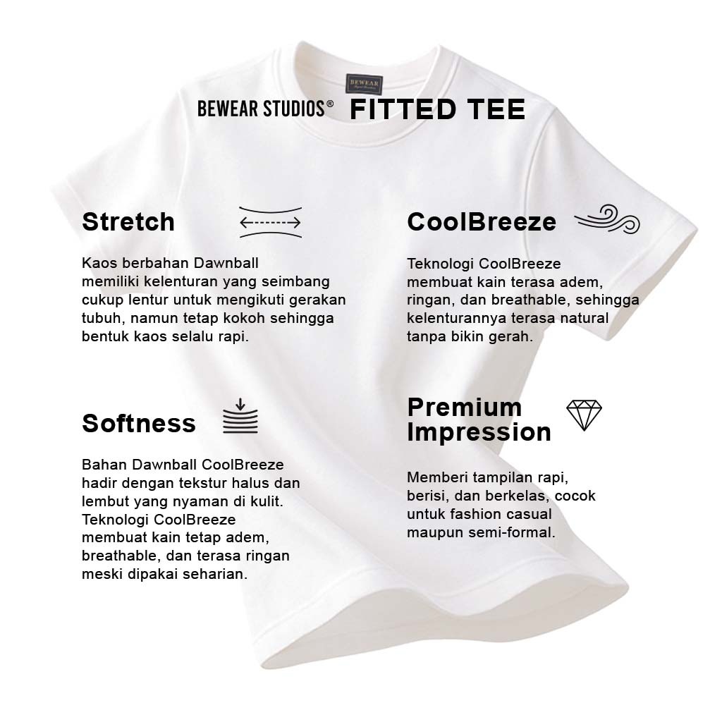 Bewear - Fitted Stretchy Tee Whitee V.2