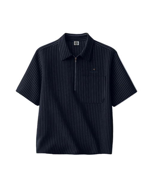Image of Bewear - Halfzip Shirt Stripe Navy