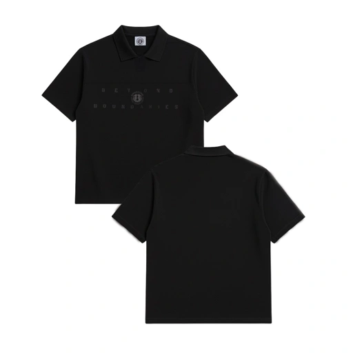 Image of Bewear - Essential Boxy Polo - Accent List Black 235GSM