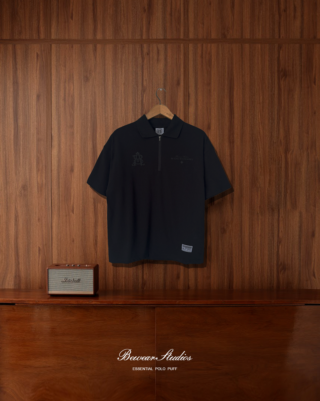 Bewear - Polo Essential Puff Black 250 GSM