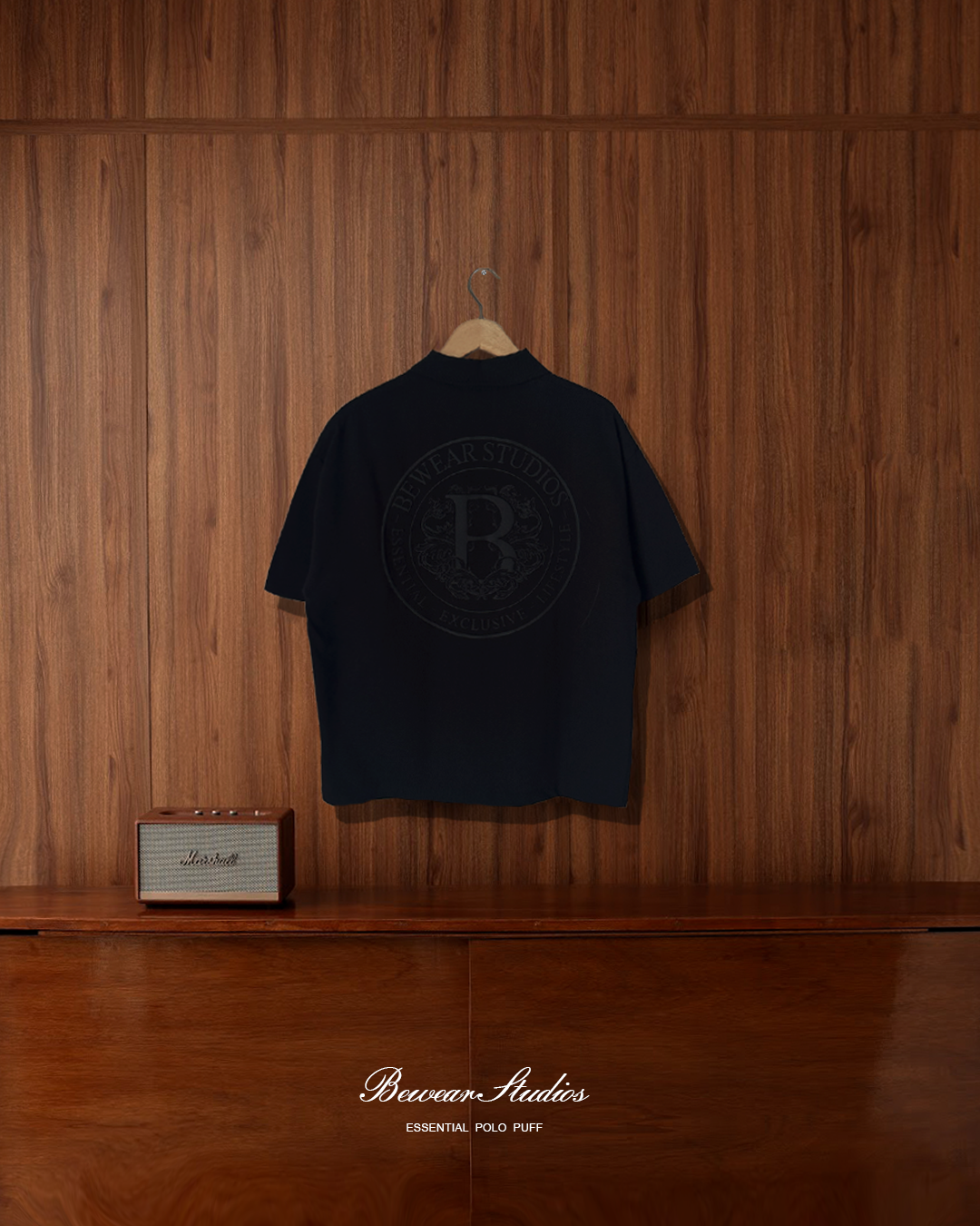 Bewear - Polo Essential Puff Black 250 GSM