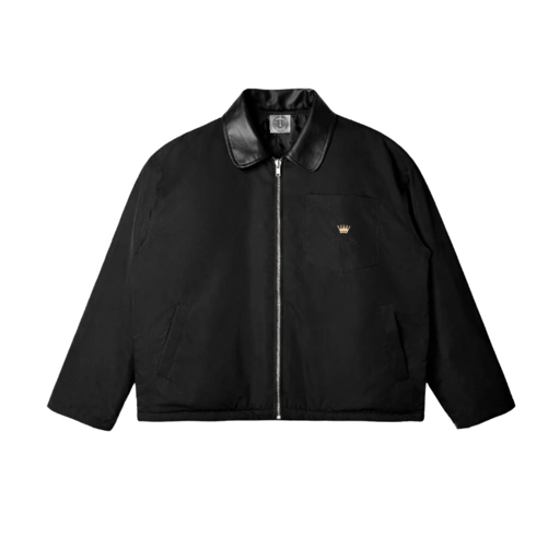 Image of Bewear - Work Jacket Zip Mayer Leather Collar Black