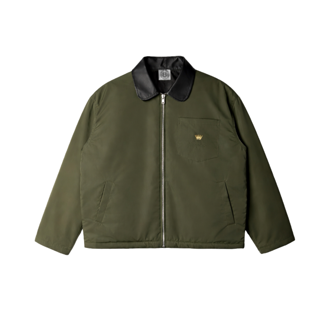 Bewear - Work Jacket Zip Mayer Leather Collar Olive