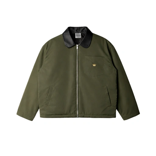 Image of Bewear - Work Jacket Zip Mayer Leather Collar Olive